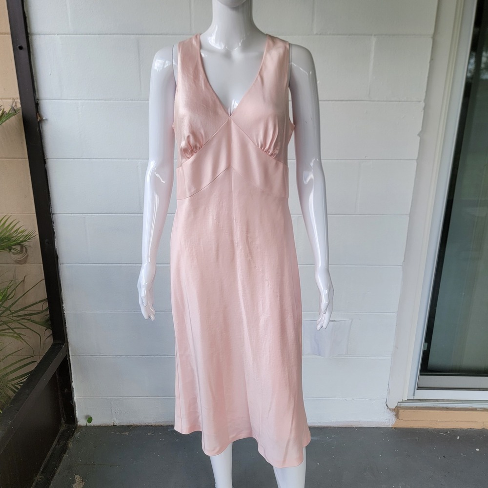 NWT Ann Taylor Silk Midi Dress Pink Women 6 Vintage Y2K Minimalist Luxe Coquette